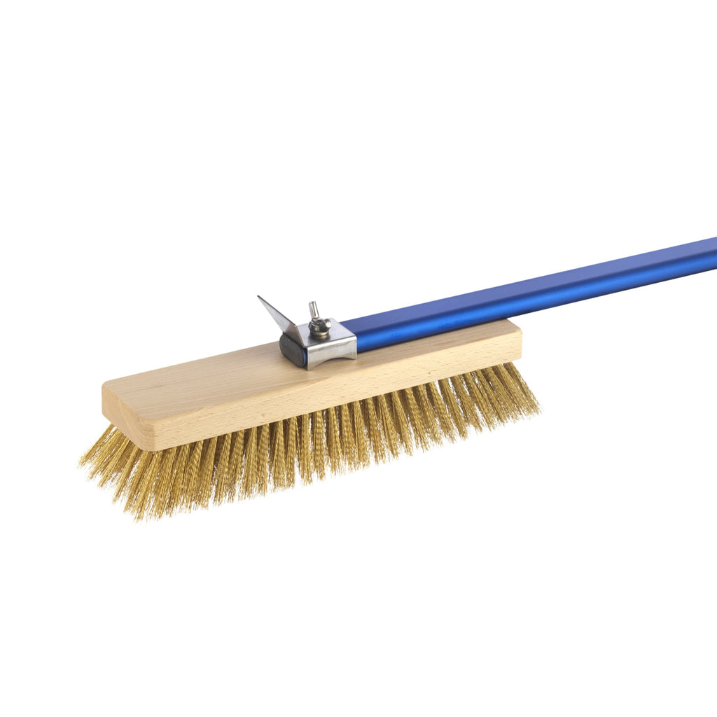 Escova giratória grande, com raspador, cerdas em latão - Linha Azzurra